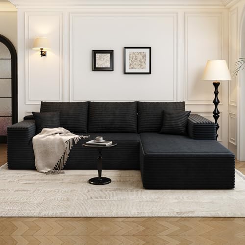 107.5" Cloud Modular Sectional Sofa with 1 Ottoman,Modern Minimalist Upholstered Couches, Comfort U Shaped Sofa for Living Room