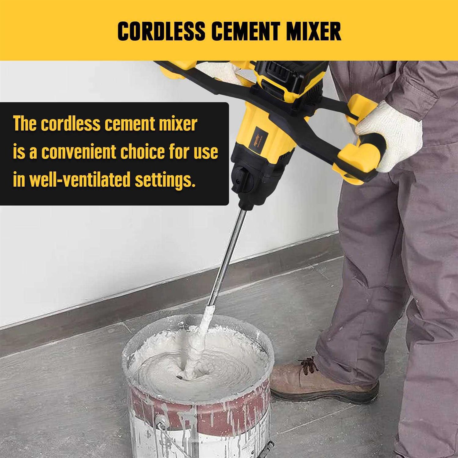 Cordless Mud Mixer for Dewalt 20V Max Battery Concrete Mixer Portable Brushless Cement Mixer Handheld Electric Mortar Mixer for Mixing Mud