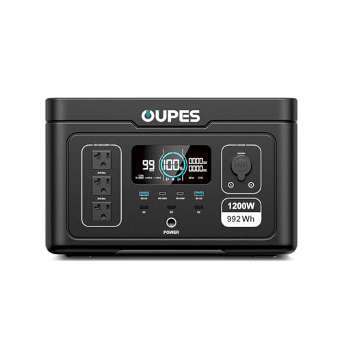 Oupes Exodus 1200 Portable Power Station 1200W (Surge 3600W), 992Wh LiFePO4 Solar Generator with Smart App Control, UPS, 140W USB-C