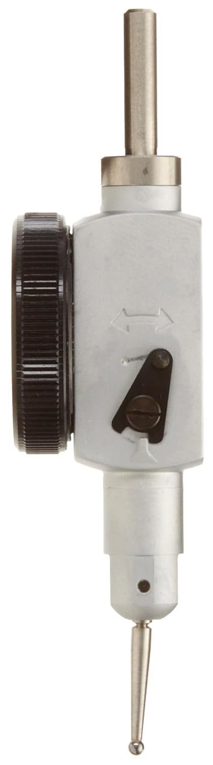 Mitutoyo 513-528T Pocket Type Dial Test Indicator, Full Set, Horizontal Type, 0.375 Stem Dia., White Dial, 0-20-0 Reading, 1.3 Dial Dia.