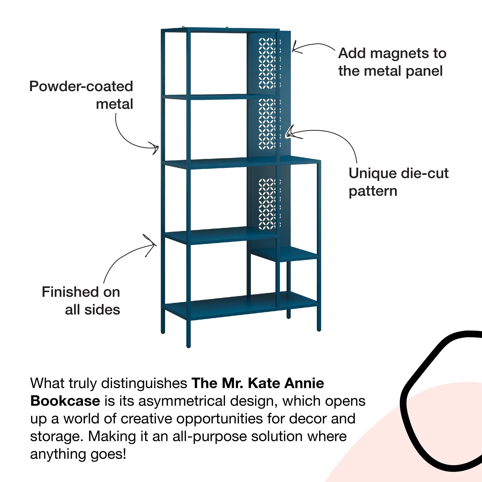 Mr. Kate Annie Metal Bookcase, Parchment