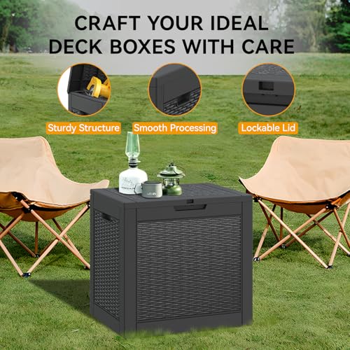 KAMABOKO Outdoor Storage Box, 150 Gallon Large Outdoor Resin Deck Box, Storage Waterproof Boxes Lockable Lid for Garden Tools, Pool Supplies