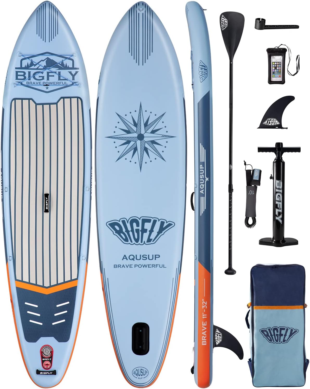 BIGFLY Inflatable Stand Up Paddle Board Explorer Board, Environmentally-Friendly, Independent researched Pump, Ultra-Strong Drop Stitch