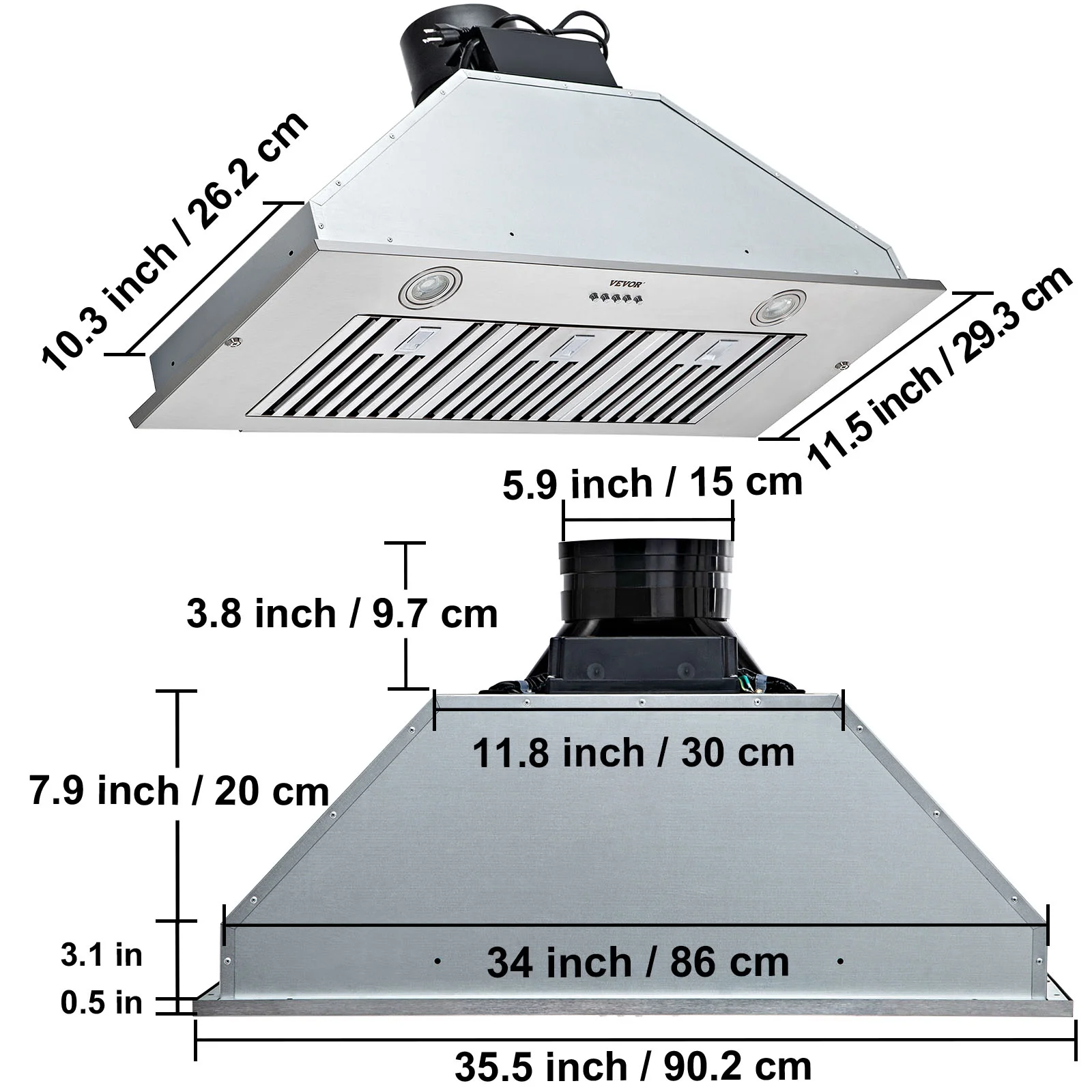 VEVOR Insert Range Hood, 800CFM 3-Speed