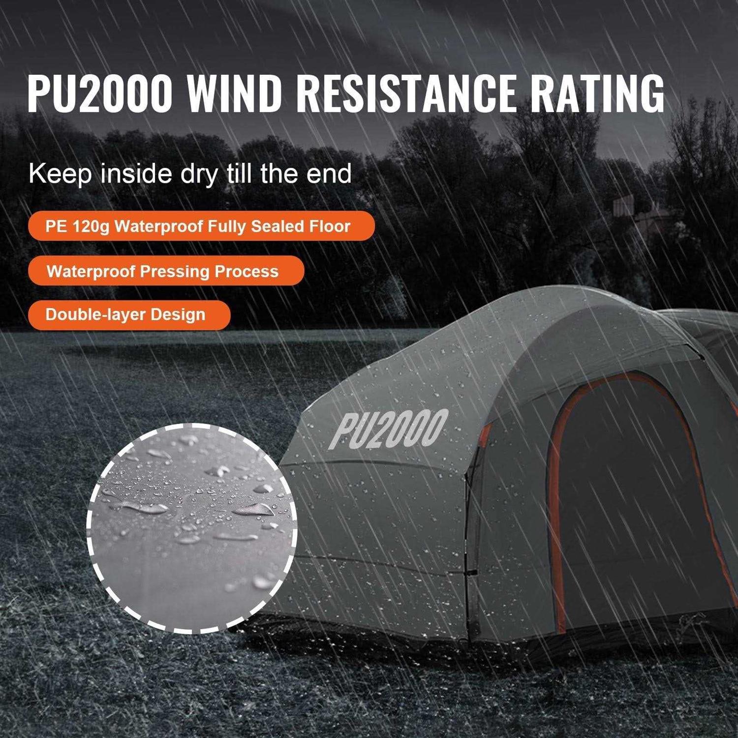 VEVOR SUV Camping Tent, 8-8 SUV Tent Attachment for Camping with Rain Layer and Carry Bag - Sports Supplies Online Store