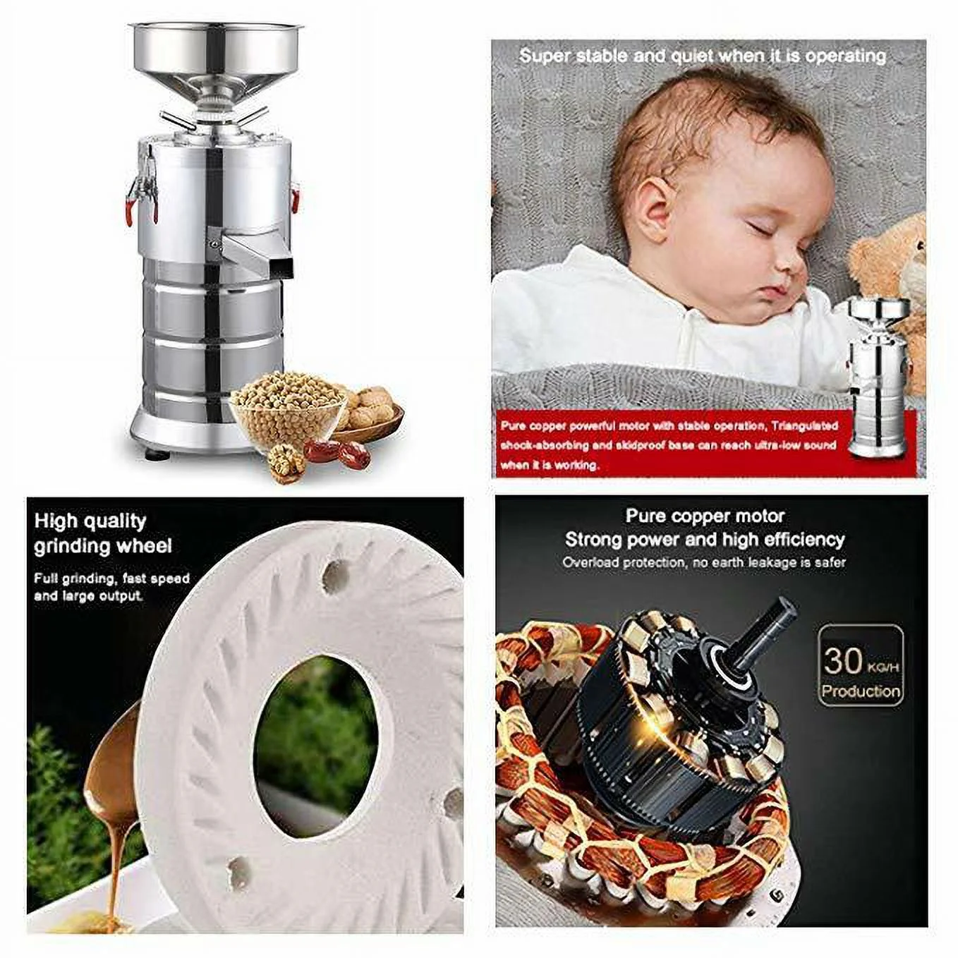 1100W Electric Peanut Butter Making Machine Home Commercial Sesame Walnut Grinder