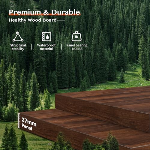 EnHomee Farmhouse Office Desk with Drawer & Power Outlets, Wood Computer Desk Monitor Stand for Bedchamber Study