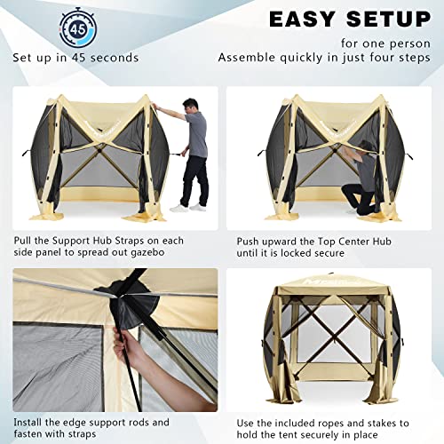 MASTERCANOPY 12x12FT Pop Up Gazebo Screen Tent - Instant Screen House with Netting, Quick Set, Outdoor Canopy Shelter with Carry Bag for Camping