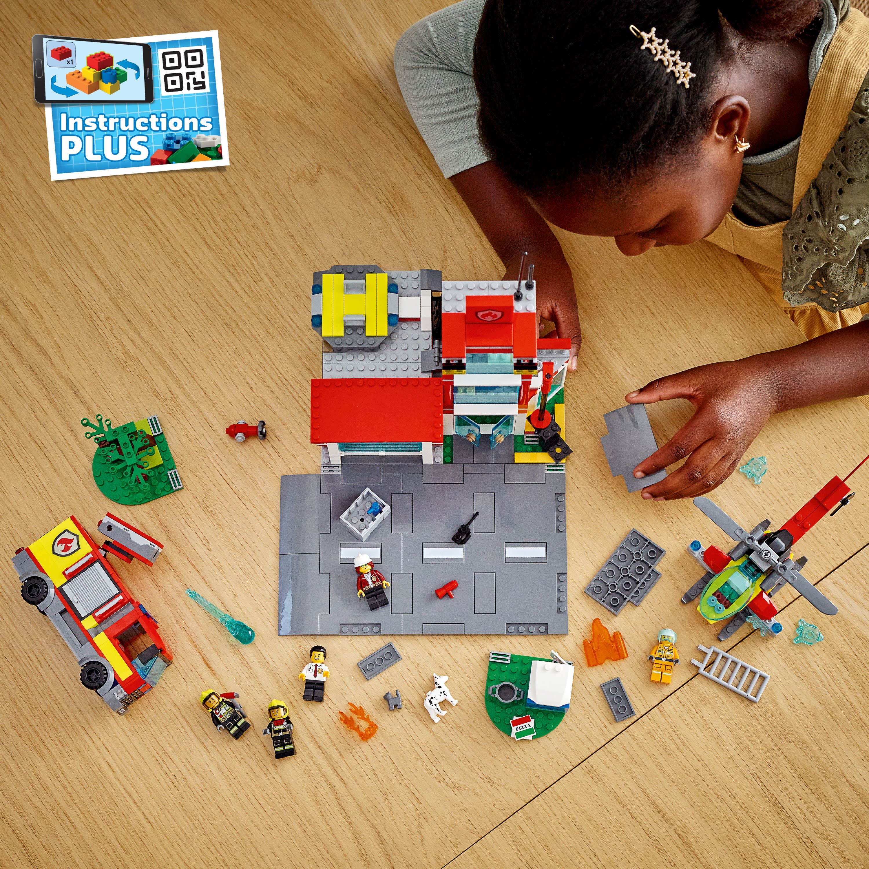 LEGO City Fire Station Set 60320 with Garage, Helicopter & Fire Engine Toys plus Firefighter Minifigures, Emergency Vehicles Playset