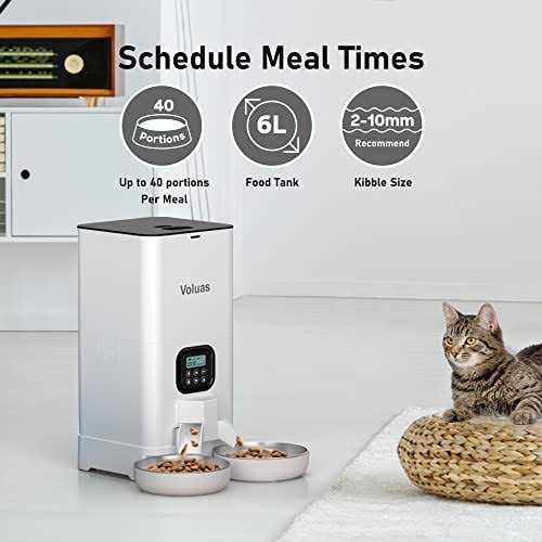 Voluas Automatic Cat Feeders for Two Cats Double Pet Feeder with 2 Stainless Steel Bowls - Pet Supplies online store