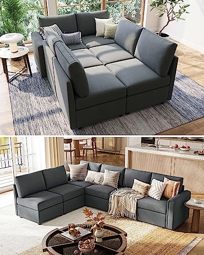 LINSY HOME Modular Sectional Sofa, Convertible U Shaped Sofa Couch with Storage, Memory Foam, Modular Sectionals with Ottomans