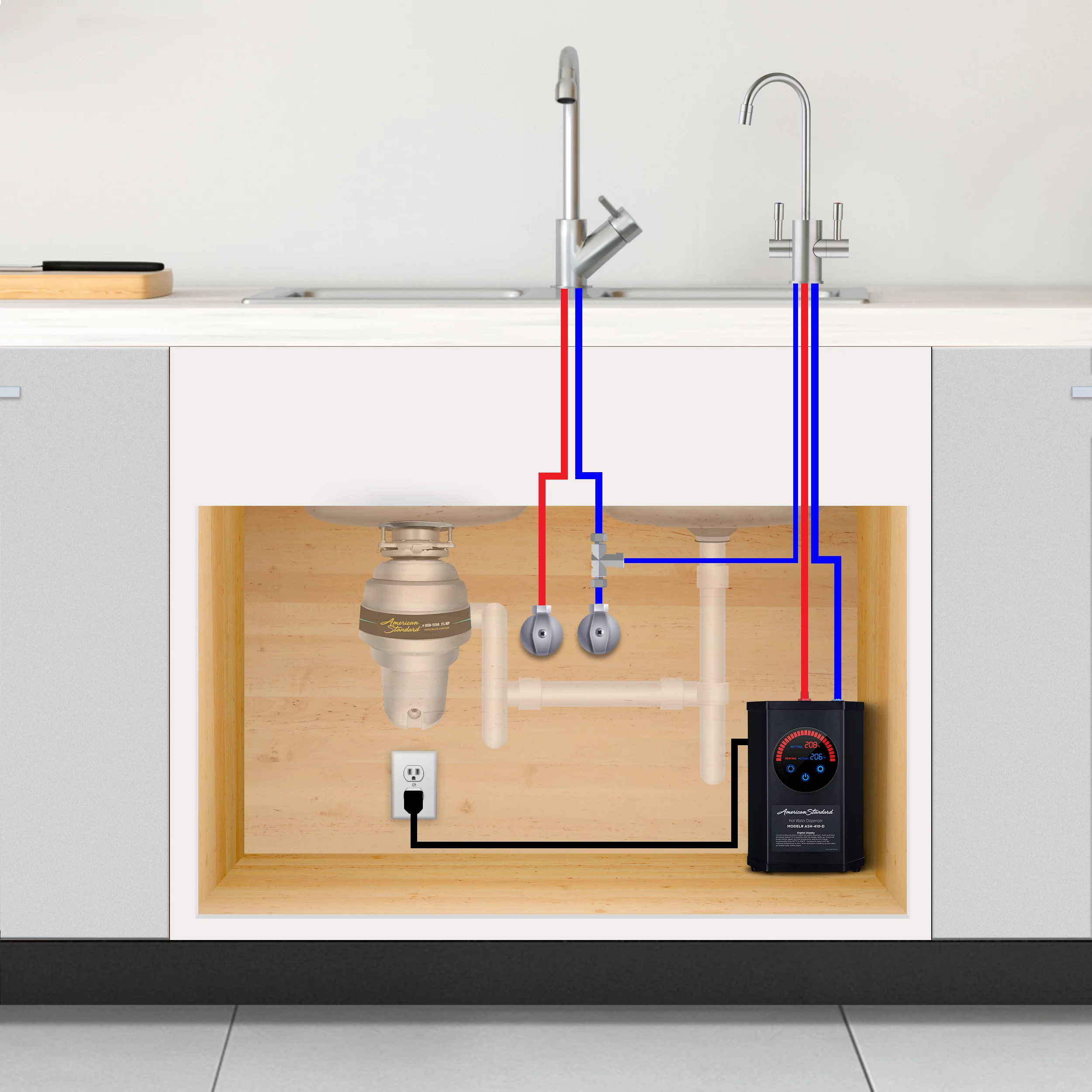American Standard Kitchen Hot Water Dispenser 1500W with Chrome Single Handle Faucet 41-ASH-410-F575-CH