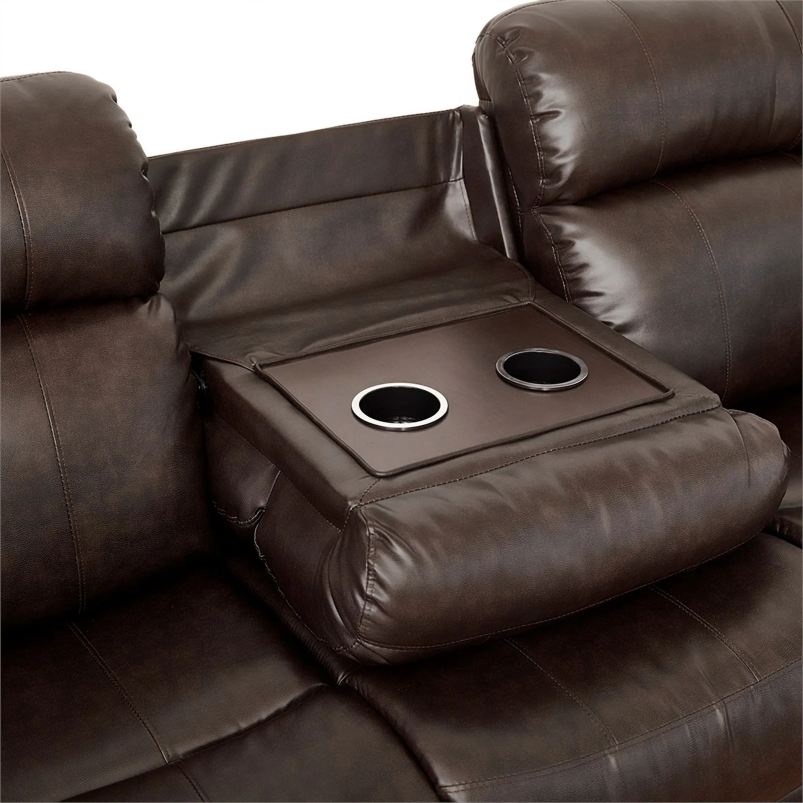 Lexicon Marille Faux Leather 2-Piece Manual Reclining Sofa Set in Brown