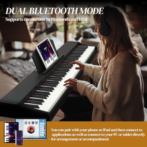 Ktaxon 88 Key Keyboard Piano Set, Full Size Digital Piano with Multi-Adjustable Height Bench, Powerful Functional Panel