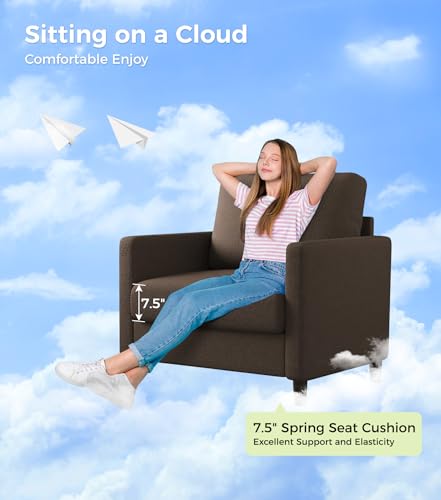 Sofa Accent Chair, 33" Reading Chair for Bedroom, Tool-Free Setup Living Room Accent Chairs, Comfy Arm Chairs Living Room, All-Wood Reading Nook