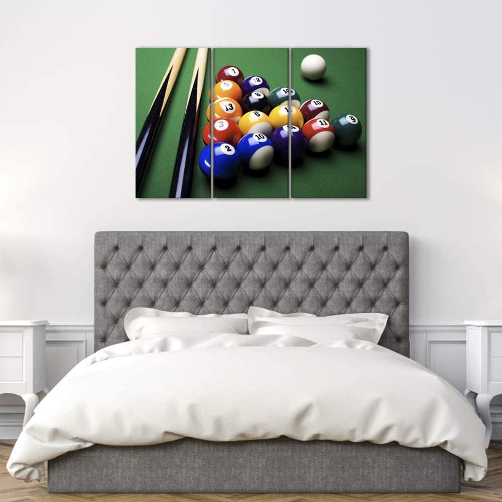 Innopics Billiard Art Wall Decor 3 Piece Large Billiards Ball Canvas Wall Art Snooker Pool Table Close up Picture Print Painting Modern Giclee Print