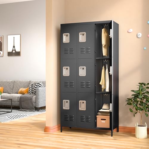 3 Doors Lockers for Employees, Steel Storage Lockers Lockable, Metal Locker Storage Cabinet for Home Office School Gym, Require Assembly (Grey)
