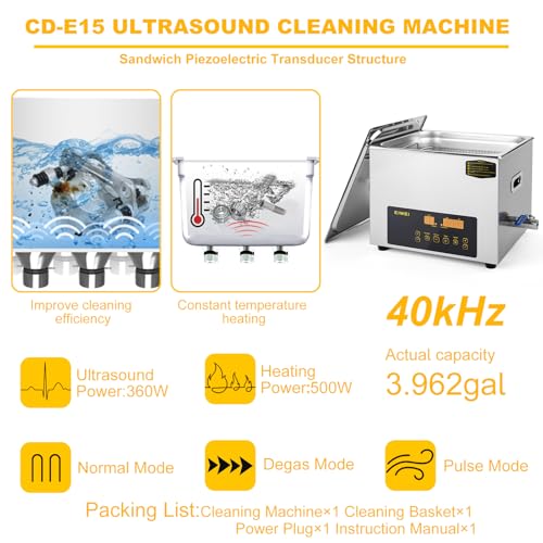3L Ultrasonic Cleaner Dual-Frequency Professional Digital Stainless Steel Cleaning Machine with Heater Timer for Carburetor, Parts, Circuit Board
