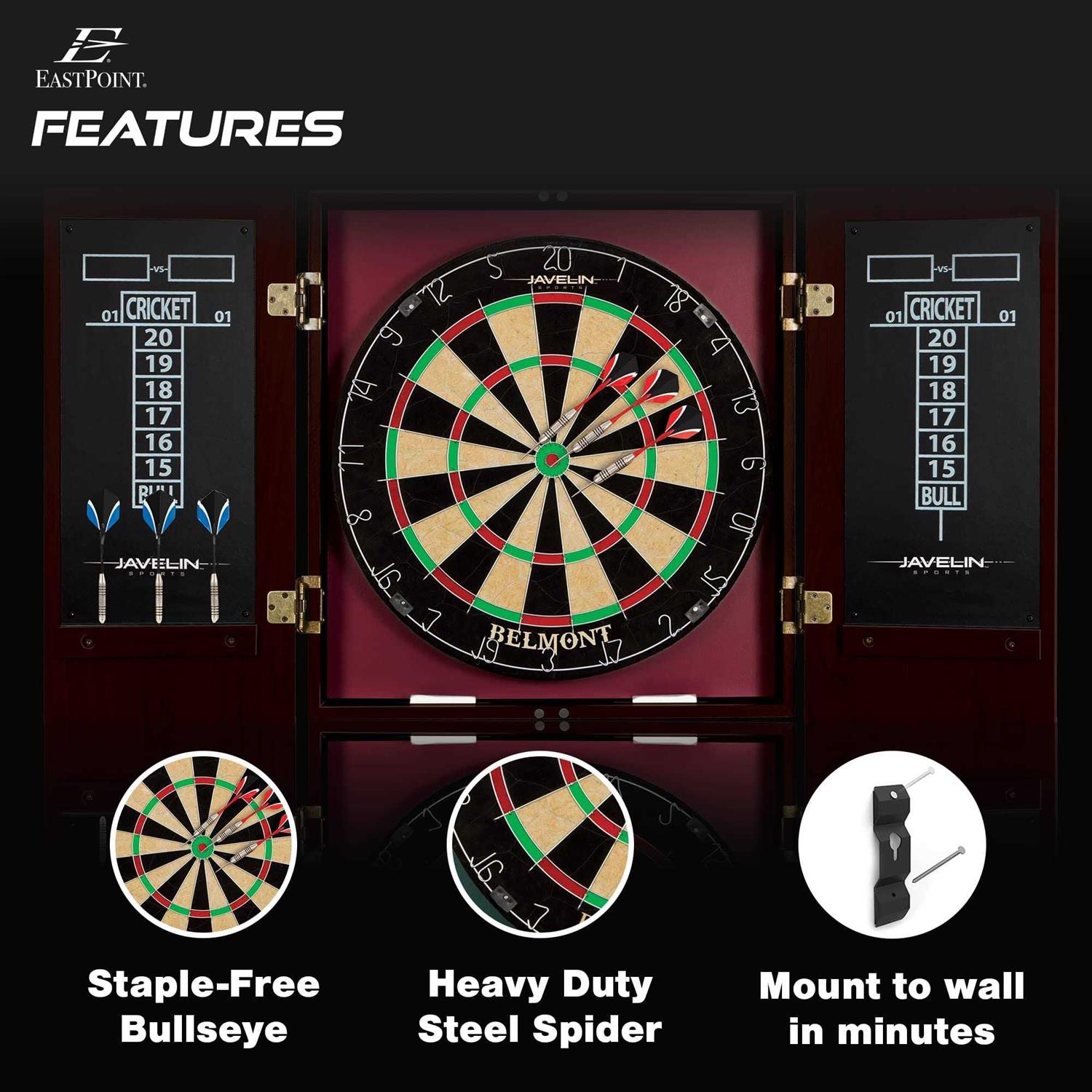 Eastpoint Sports Belmont Official Size Premium Bristle Dartboard and Cabinet Set - Sports Supplies Online Store