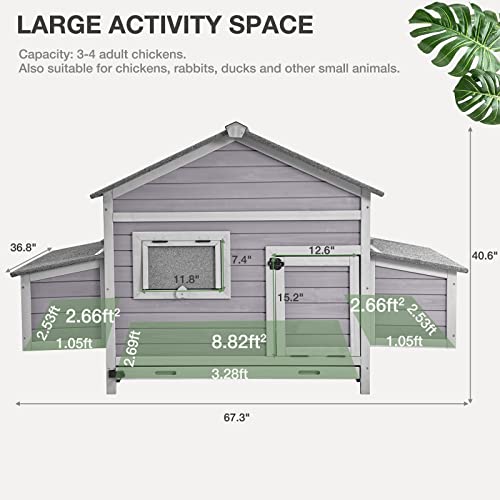 Large Chicken Coop - Unique Folding Design for Easy to Set Up - Chicken House for Outdoor with Two Nesting Box, Leakproof Pull-on Tray