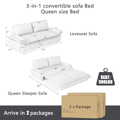 70.1" Futon Sofa Bed Queen Size, Pull Out Bed, 3-in-1 Convertible Sleeper Sofa with 2 Soft Pillows, Modern Velvet Futon Couch for Living Room