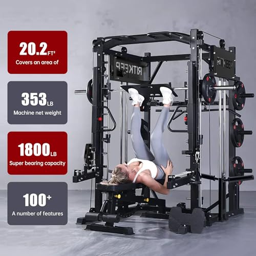 Smith Machine with Jammer Arms & Leg Press with Adjustable Dual Pulley Ratio (1:1 & 2:1), PMAX-4750 All-in-One Commercial & Home Gym Equipment
