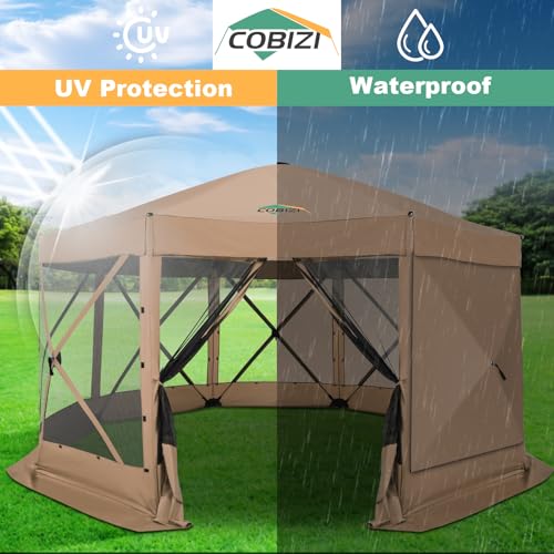 COBIZI 12x12ft Pop up Gazebo Screen Tent Screen House for Camping, Camping Outdoor Screened Gazebo, Canopy Tent
