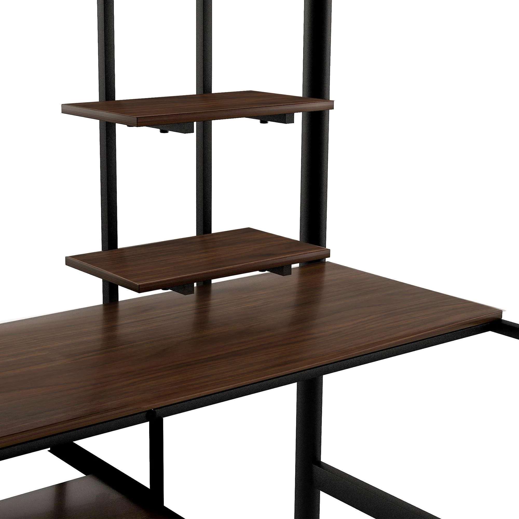 Bellemave Full Size Loft Bed with Desk and Shelves, Metal Loft Bed Frame with Built-in 2 Ladders