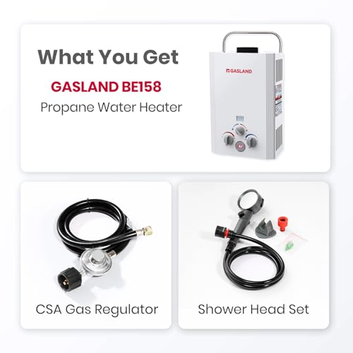 GASLAND BE158 Propane Tankless Water Heater 6L, Outdoor Portable Hot Water Heater, Overheating Protection, Easy to Install