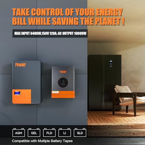 3000W Solar Inverter Pure Sine Wave, Peak 9000W, Low-Frequency Inverter Charger 24V to 110V Built-in 60A MPPT Controller
