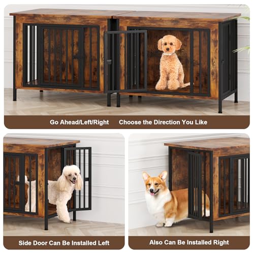 EasyCom 39.96" XL Wooden Large Dog Crate Furniture for Medium and Large Breed