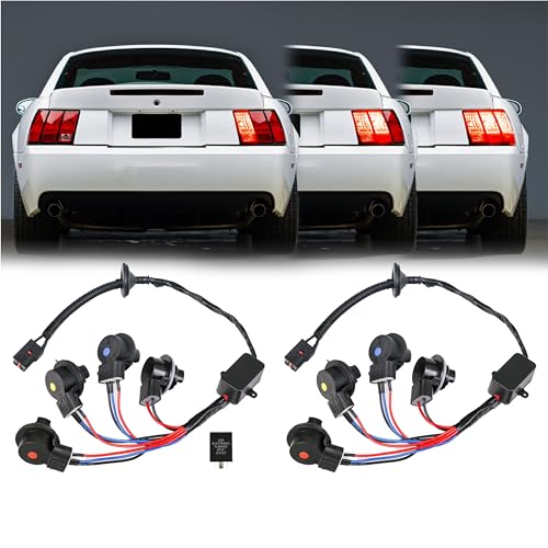 USR 96-04 Mustang V6/GT Plug and Play Tail Light Wire Harness for Sequential Signal + Total of 8 Cabnus LED Bulbs for Red Brake + White Reverse (Left