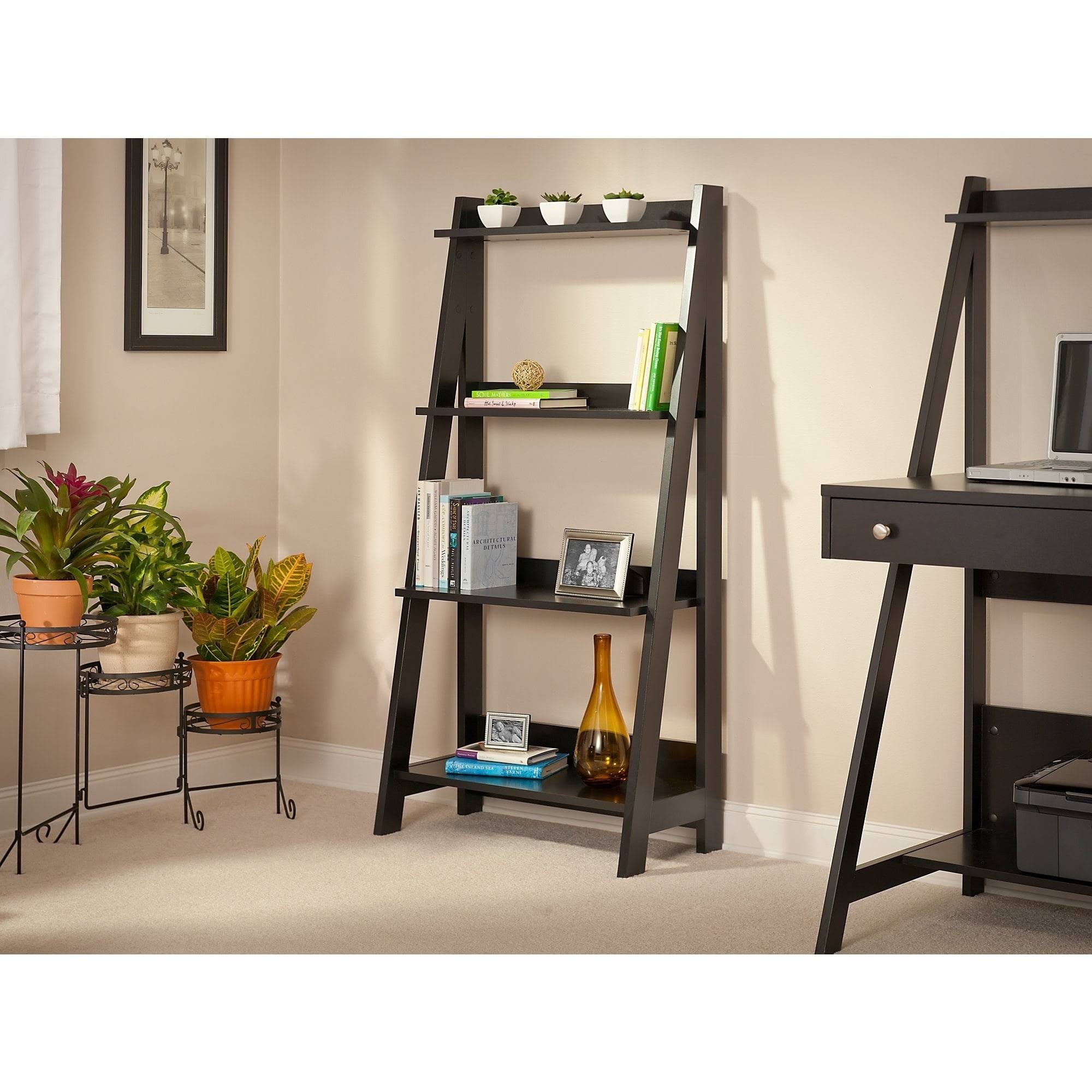 Bush Furniture Alamosa Classic Black Ladder Bookcase