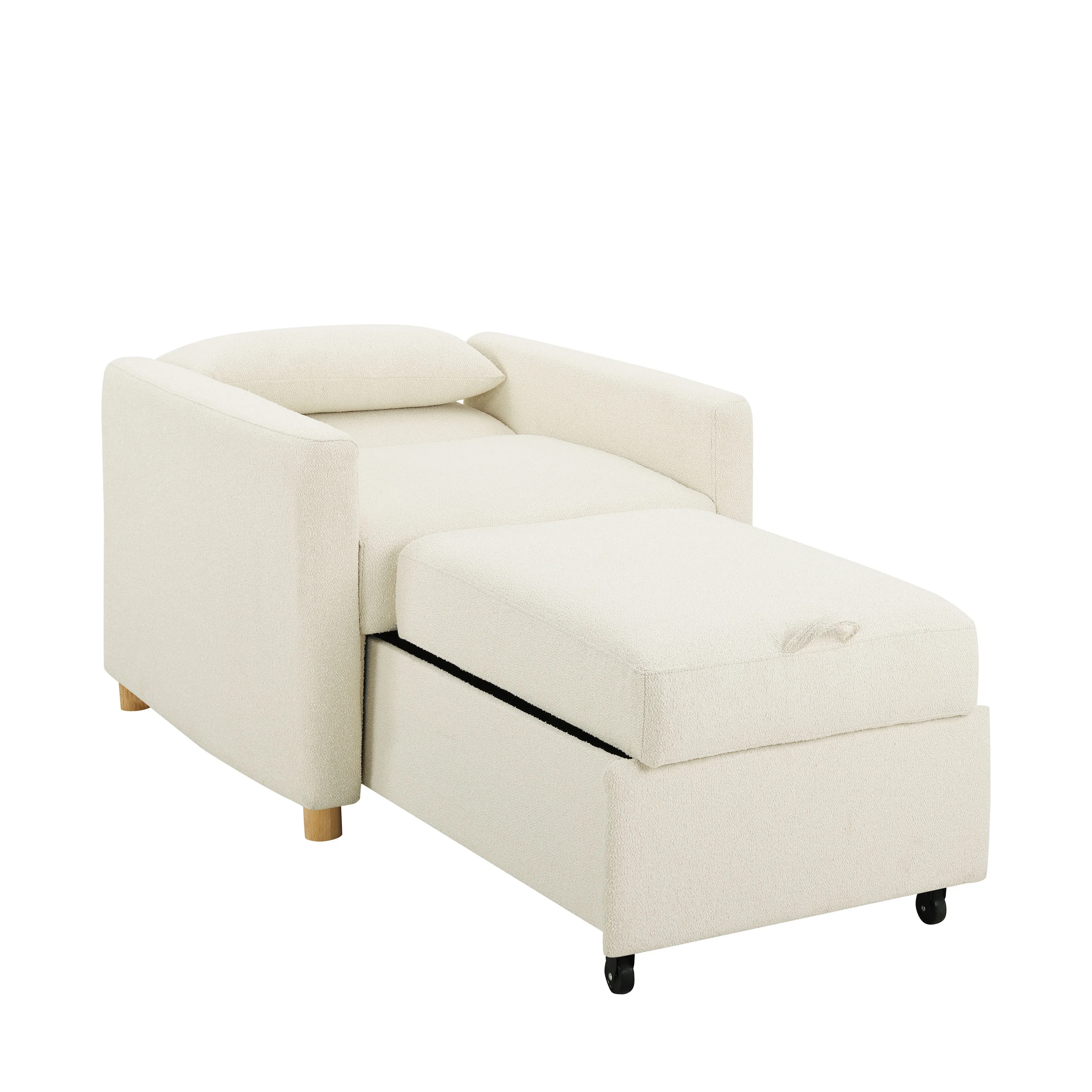 Serta Carly Scandinavian Style Convertible Chair, Ivory Fabric