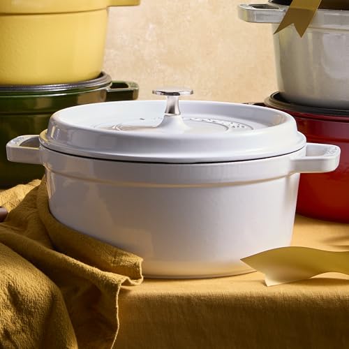STAUB Cast Iron Dutch Oven 5.5-qt Round Cocotte, Made in France, Serves 5-6, Black Matte