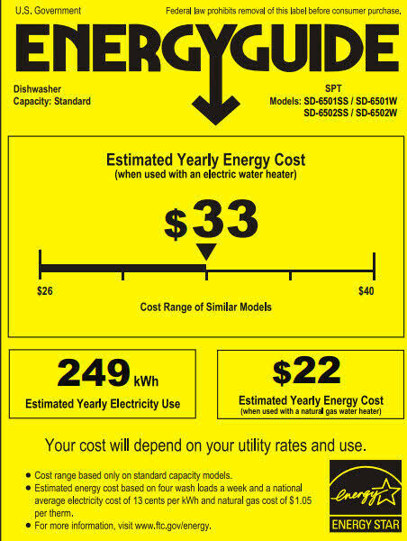 SPT Sd-6502ss Energy Star 24 Built-in Stainless Steel Tall Tub Dishwasher w/ Smart Wash System Heated Drying Stainless