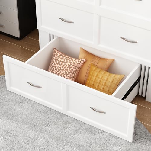 Twin Size Murphy Bed with Built-in Charging Station, 2-in-1 Bed Chest with Large Drawer