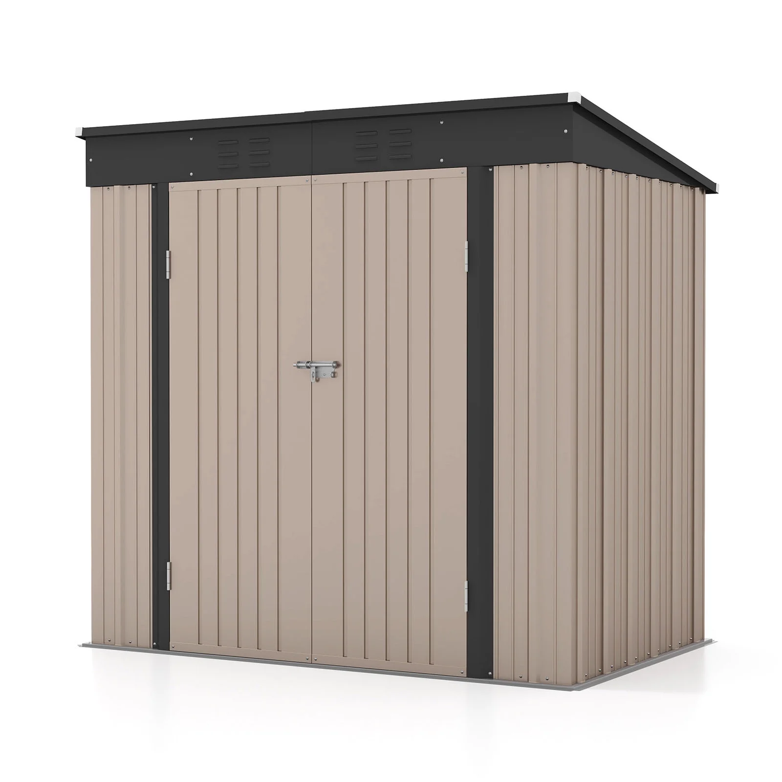 Patiowell 6x4 FT Outdoor Storage Shed, Metal Sheds with Double Lockable Doors for Lawn, Brown - Curated Treasures Market