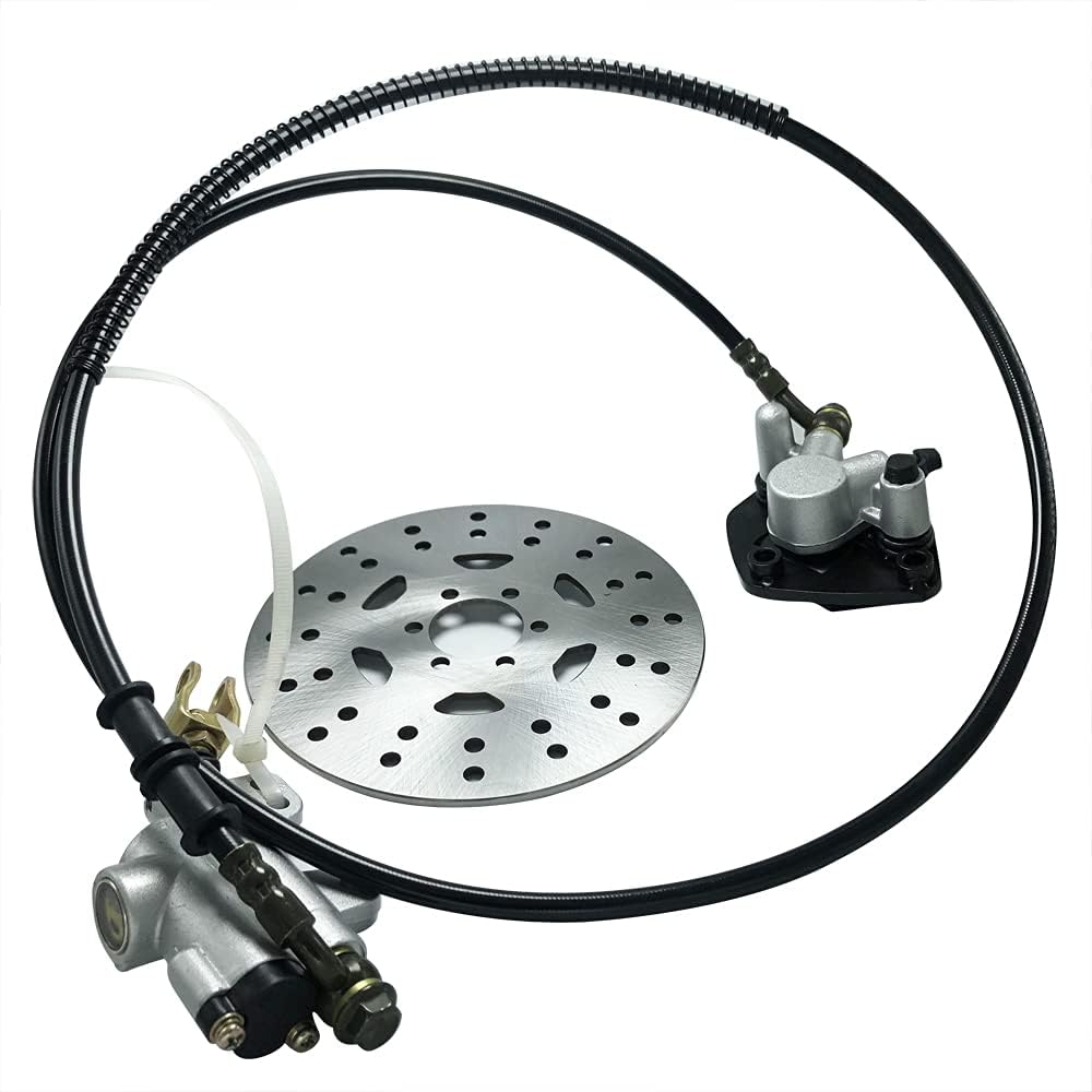 Rear Brake Caliper Assembly Rear Brake Disc For 50-125cc Go-kart Atvs w/1.55m Hose Pack of 2