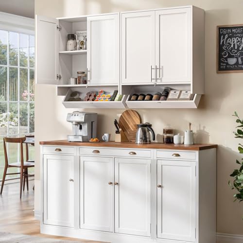 Wall Storage Cabinet - Kitchen Laundry Wall Amount Cabinet with Two Shaker Doors and Shelf, in Grey, 24'Wx2 Pcs
