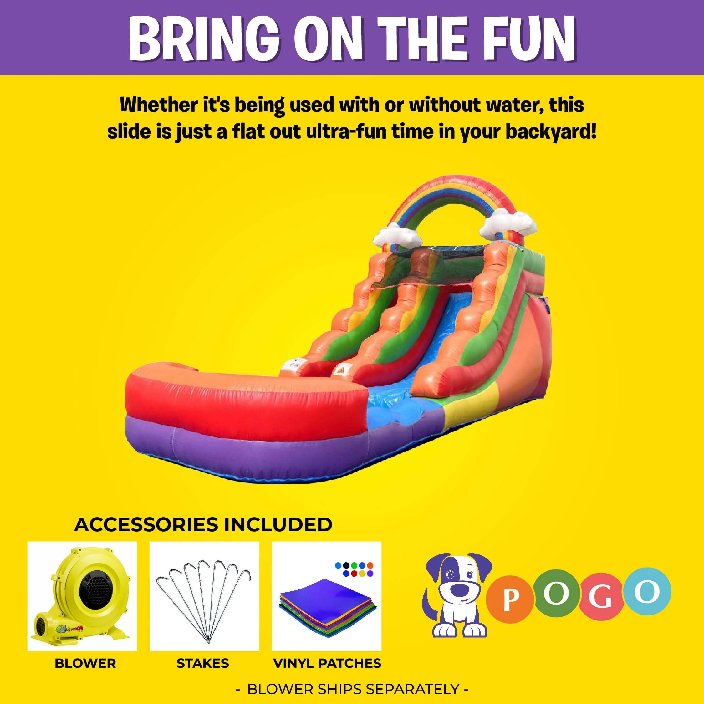 Pogo Bounce House Crossover Kids Inflatable Water Slide, Pink Unicorn with Blower, 12 ft