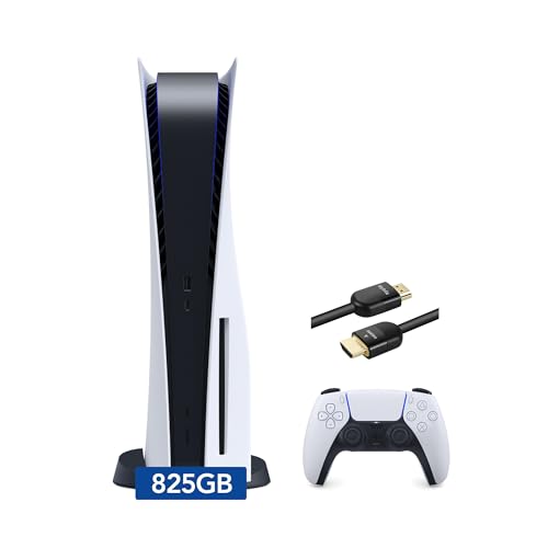PlayStation 5 Disc Version 825GB SSD Console with Wireless Dualsense Controller - PS5 Gaming System, White (Renewed)