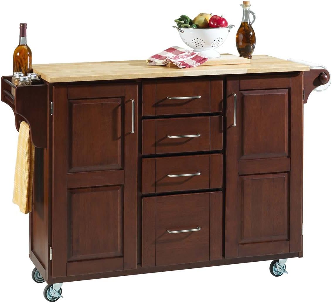 Create-a-Cart Warm Oak 2 Door Cabinet Kitchen Cart with Natural Wood Top by Home Styles