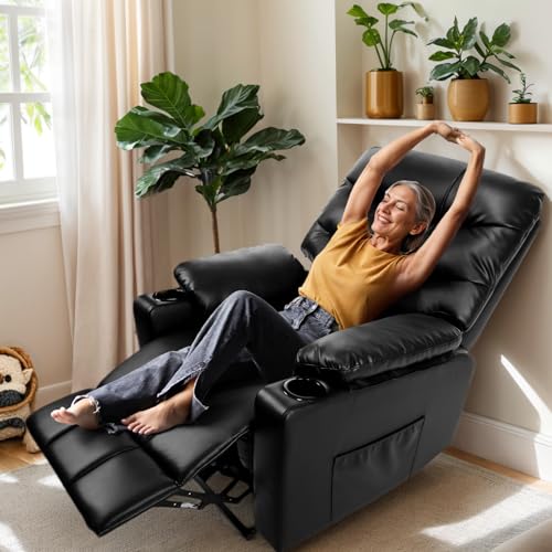 Himimi PU Leather Electric Power Lift Chair Recliners Massage with Heat and Massage, Adjustable Back Leg, USB Ports, Cupholders