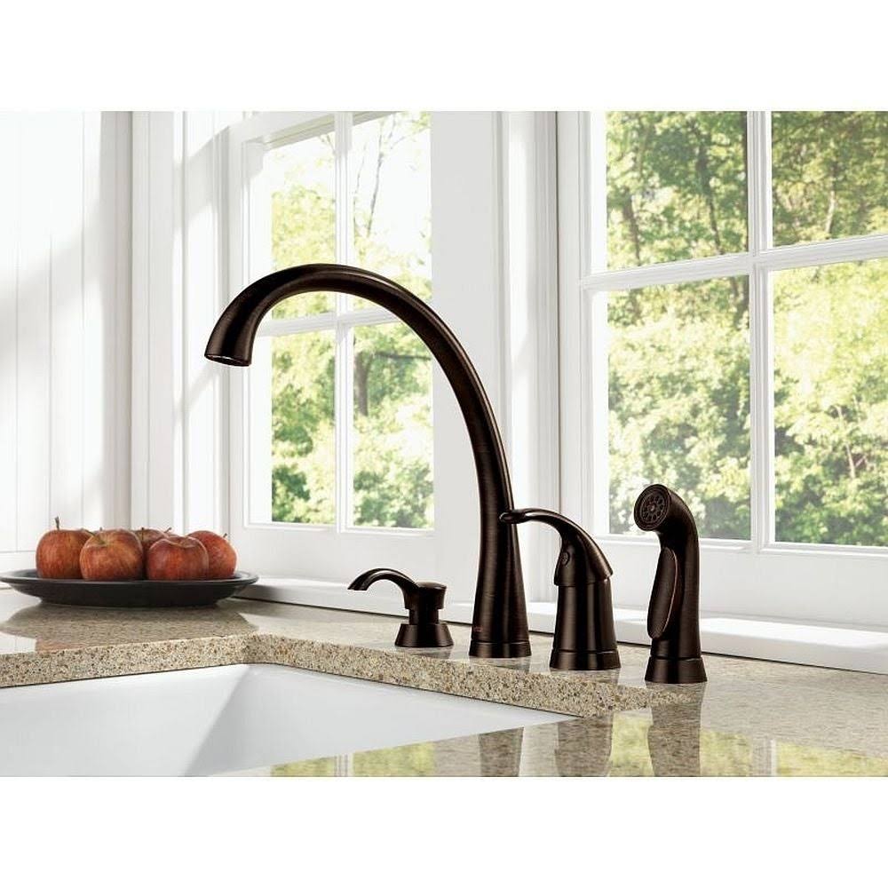 Delta 4380-DST Pilar Chrome Single Handle Kitchen Faucet with Spray