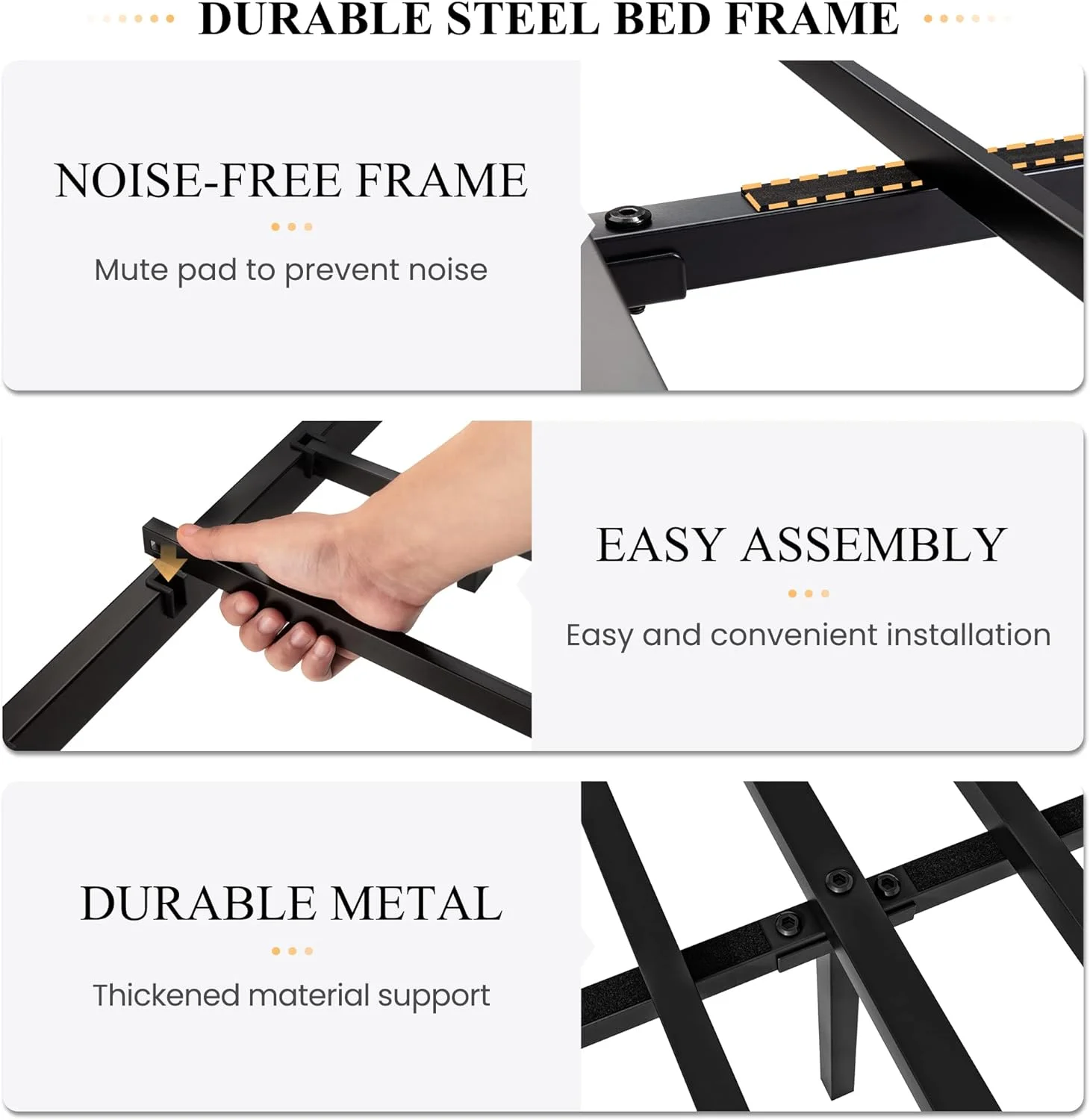 YINCHEN Queen Size Metal Platform Bed Frame with Victorian Style Wrought Iron-Art Headboard/Footboard, No Box Spring Required, Black