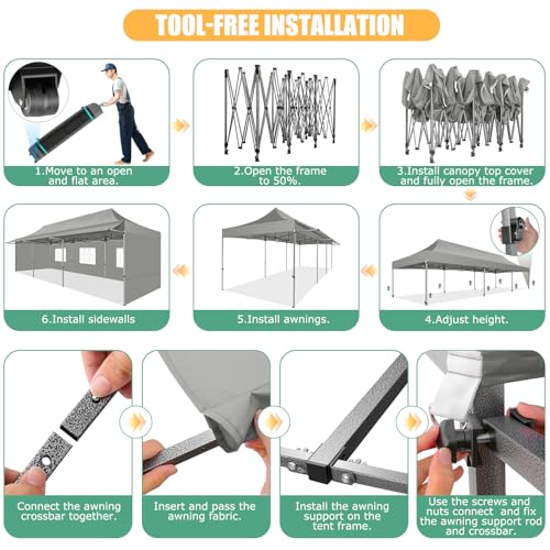 COBIZI 10x10 Pop Up Canopy Tent with Awning