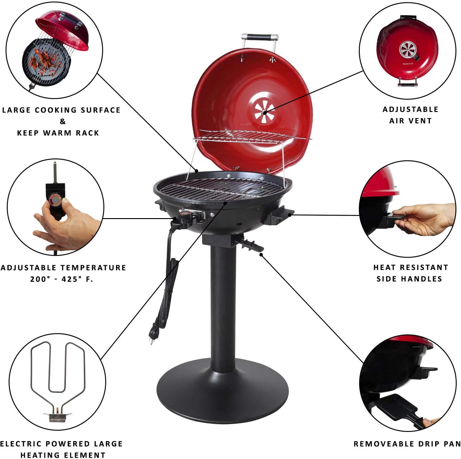 Homewell 15" Electric BBQ Grill with Removable Stand 1600W