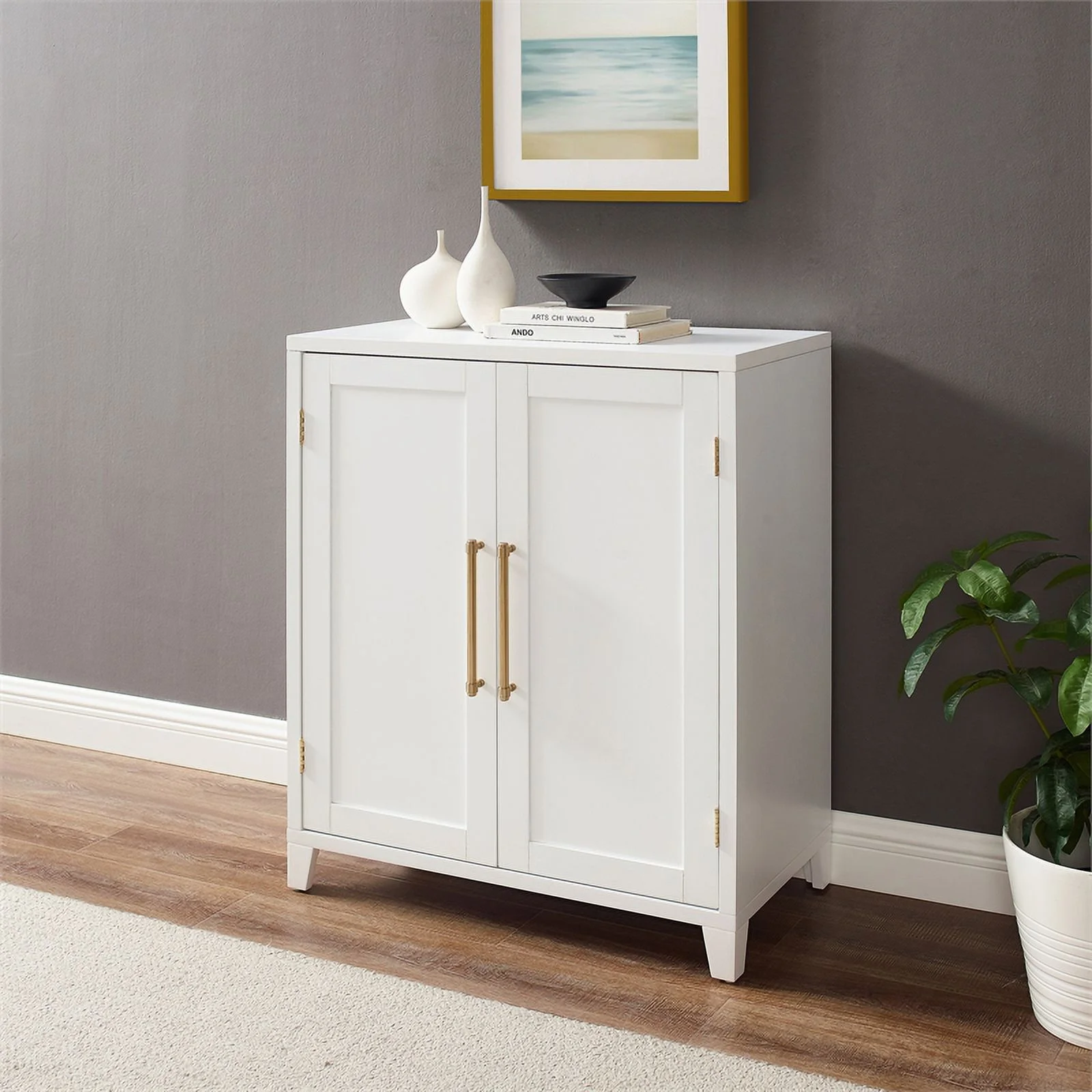 Crosley Furniture Roarke Stackable Wood Kitchen Pantry Storage Cabinet in White