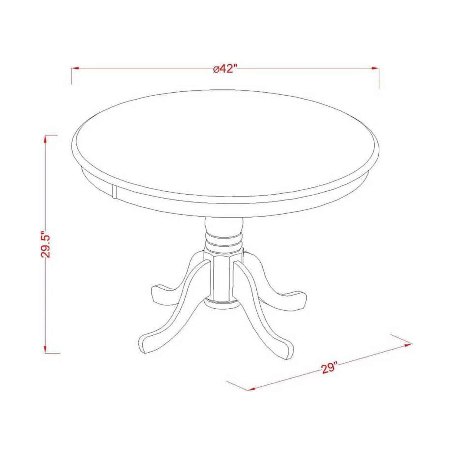 East West Furniture 5 Piece Dining Room Table Set Consists of a Round Wooden Table with Pedestal